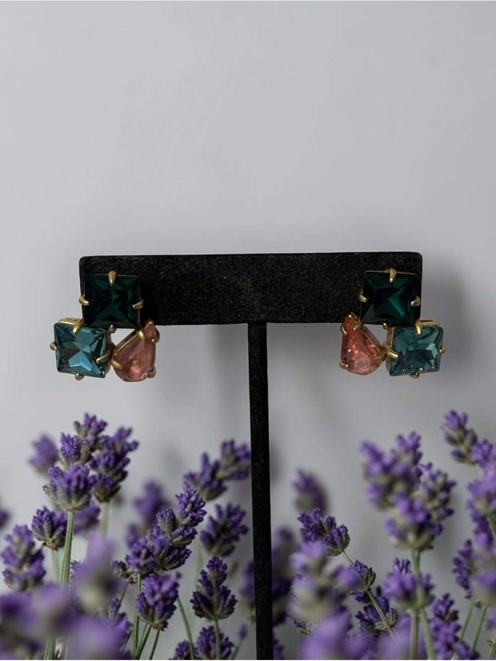 J. Crew Gold-Tone Crystal Cluster Earrings 7/8”